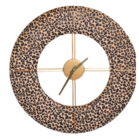Reloj Leopardo Tejido Metal Decoración 48 X 3,50 X 48 CM