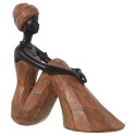 Figura Resina Africana Sentada Marrón 23x12x23cm